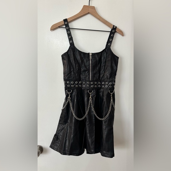 Widow Dresses & Skirts - Widow Dolls Kill Black Faux Leather Mini Dress Size Small Gothic Grunge Punk